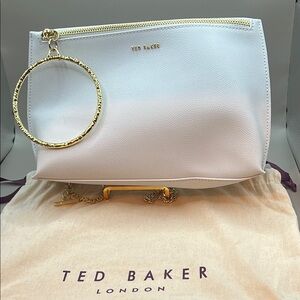 Preloved Ted Baker White Wristlet with Gold Accents